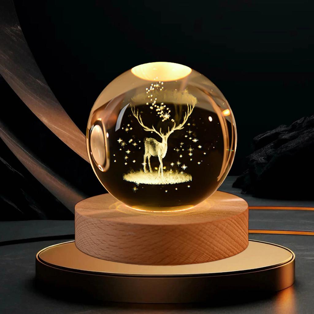 2025 New Bedroom Bedside Table Decoration For Friends Couples Heartfelt Gifts Creative 3D Luminous Crystal Ball LED Night Light