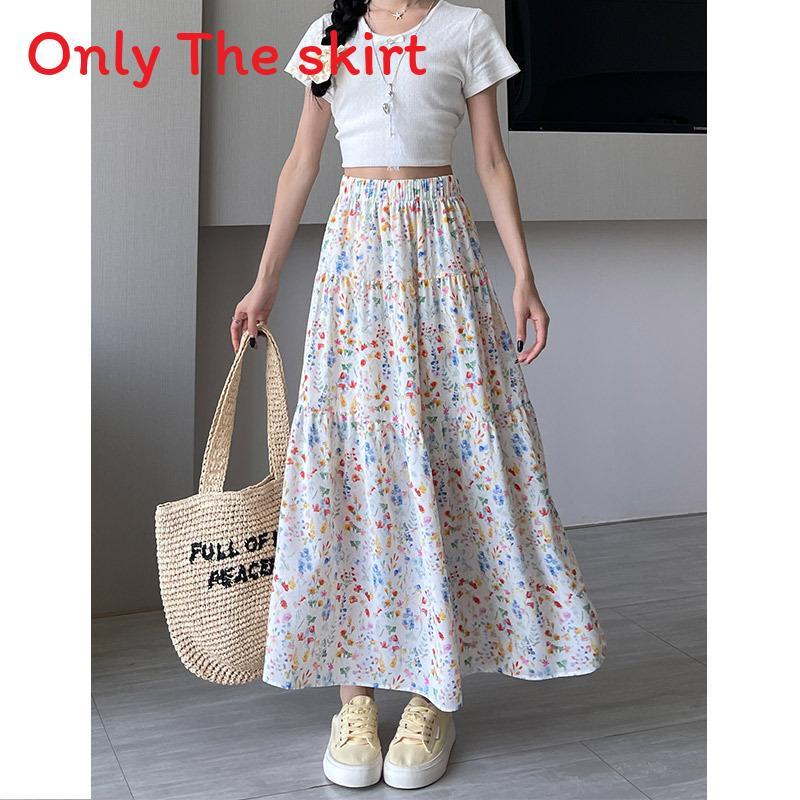 Floral Print Midi Skirt For Women With High Waist Aline Design For Casual And Office Wear