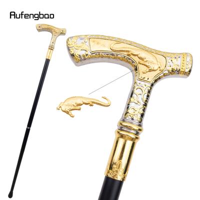 Bastón de lujo con forma de cocodrilo blanco dorado para fiestas, elegante y a la moda, bastón decorativo para cosplay, bastón con pomo de 89 cm
