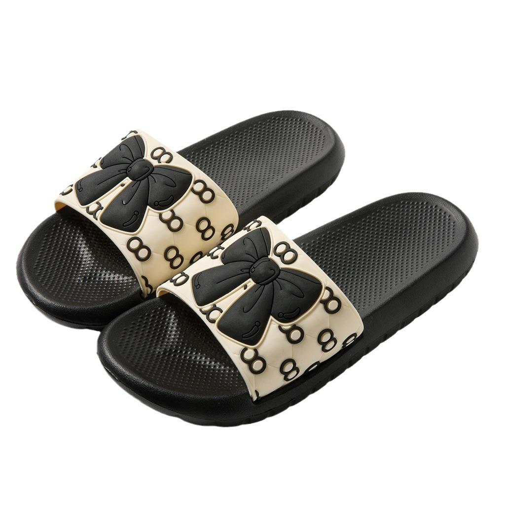 2025 New Fashionable Women's Bow Cool Slippers Can Be Worn Outside Non-slip Lightweight Men's Bathroom Slippers