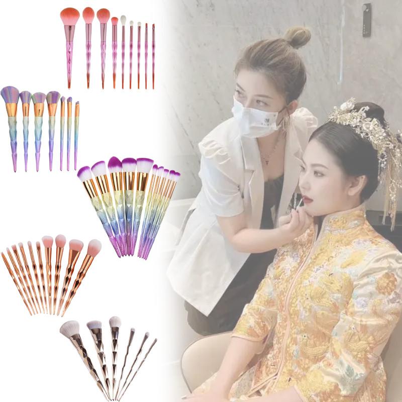 10 Girl Piece Makeup Brush Set Gradient Finish Durable Plastic Supplies Handles