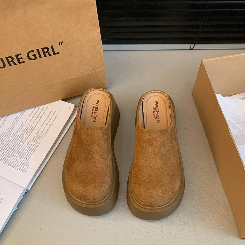 

Birkenstock bag head half slippers women s outer wear 2025 autumn new thick bottom heightening lazy Muller Boken half slippers 40