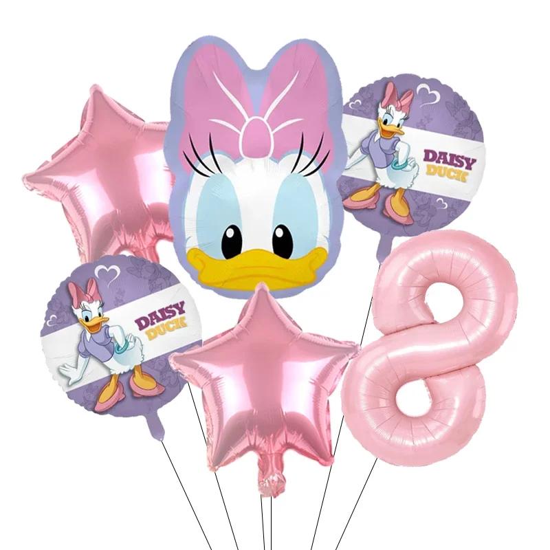 Cartoon Donald Number Duck Daisy Aluminum Film Balloon Set Spherical DIY Birthday Arrangement Party Decoration Balloons Kawaii