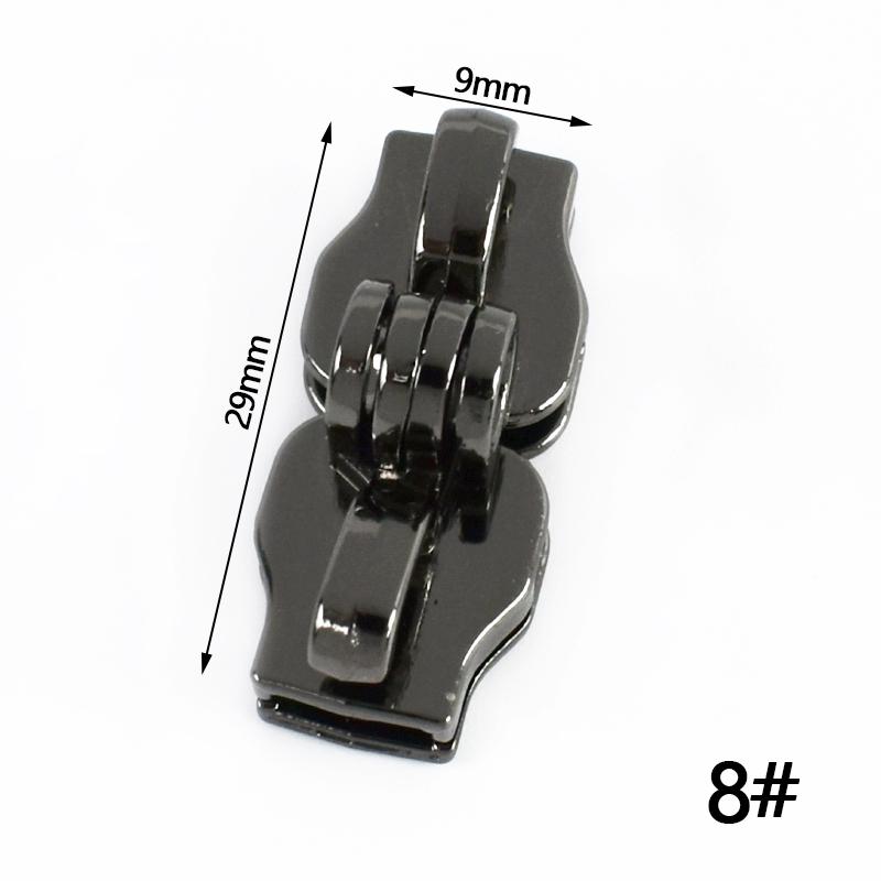 2/5/10Pairs 5# 8# 10# Lockable Nylon Zipper Sliders Double Hole Safety Zip Lock for Luggage Zips Puller Closure Repair Accessory