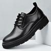 Men's shoes new spring black casual leather shoes men's business dress big head work trendy shoes