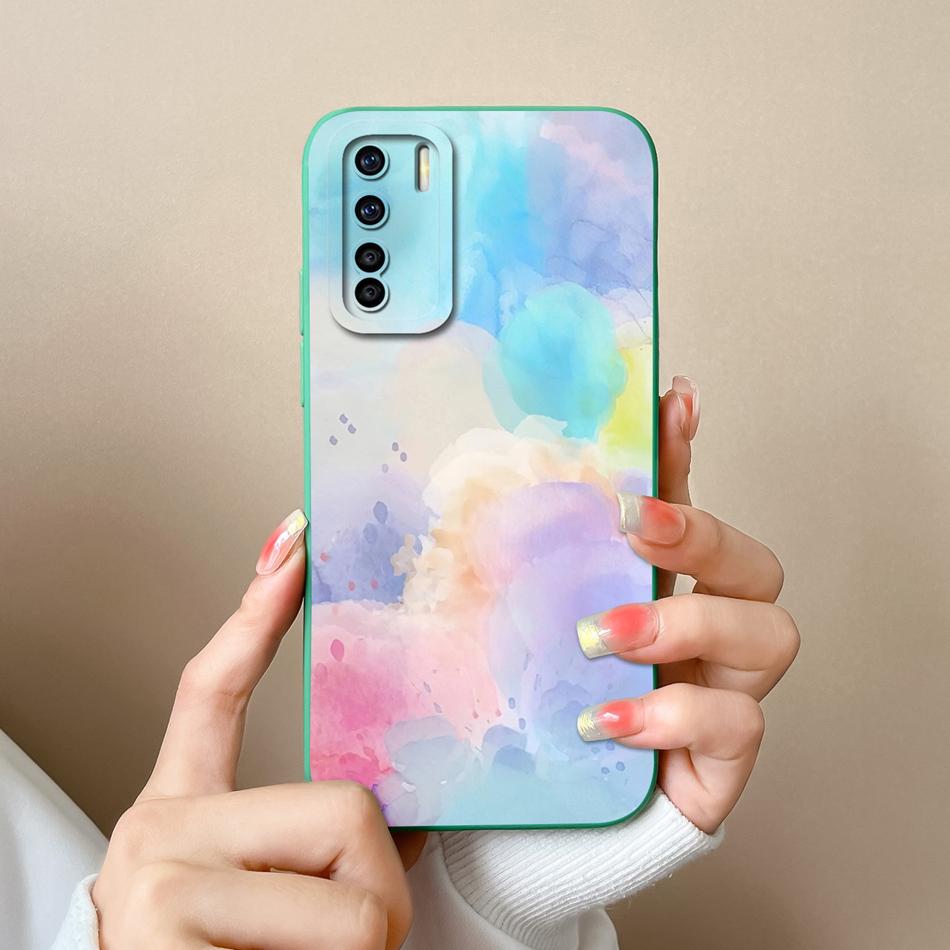 For Oppo F15 F17 Pro Phone Case Coconut Tree Soft Smooth Liquid Silicone Bumper For Oppo F 15 F 17 Camera Protection Back Cover