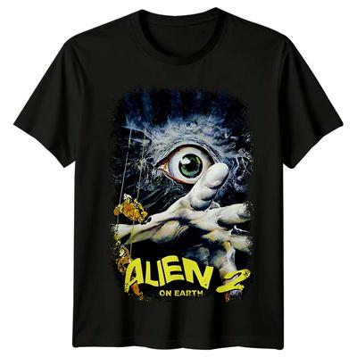 Alien 2 - Sulla Terra (1980) T-shirt 100% Cotone Ispirata ai Poster di Film Magliette da Uomo Top Maglietta Retrò Anni '80 Unisex