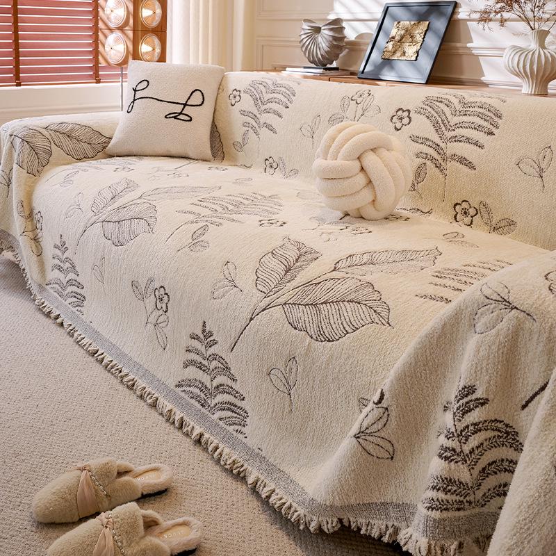 Husă de canapea de iarnă din chenilă de înaltă calitate - stil retro francez luxos și luxos