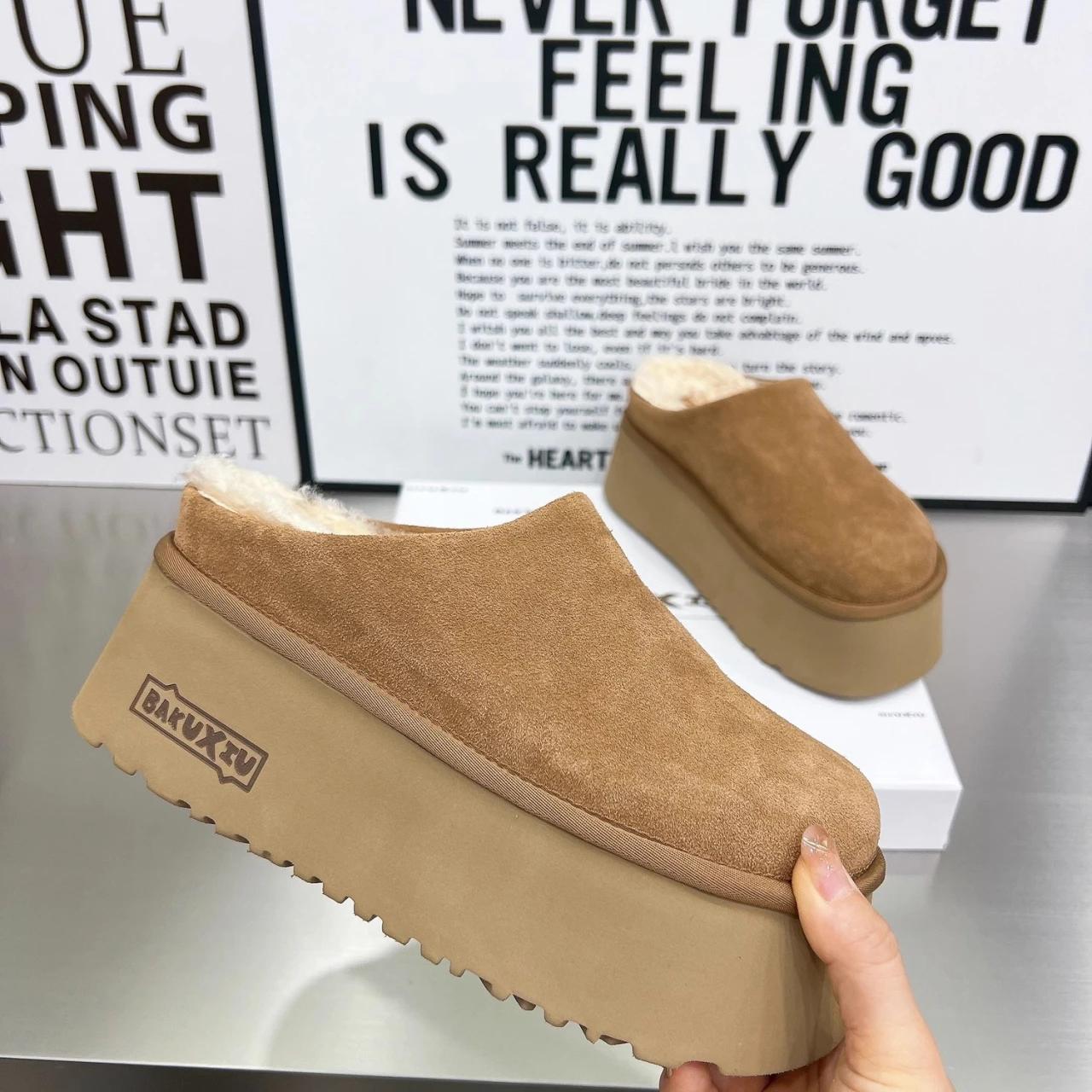 

мода Леопардові Платформа Хутро Бавовняні Тапочки Жіночі Замшеві Мюлі Взуття Жіночий Бренд Плюшеві Теплі В єтнамки 2024 Тренд Повсякденні Ботіночки Muejr 39 коричневий