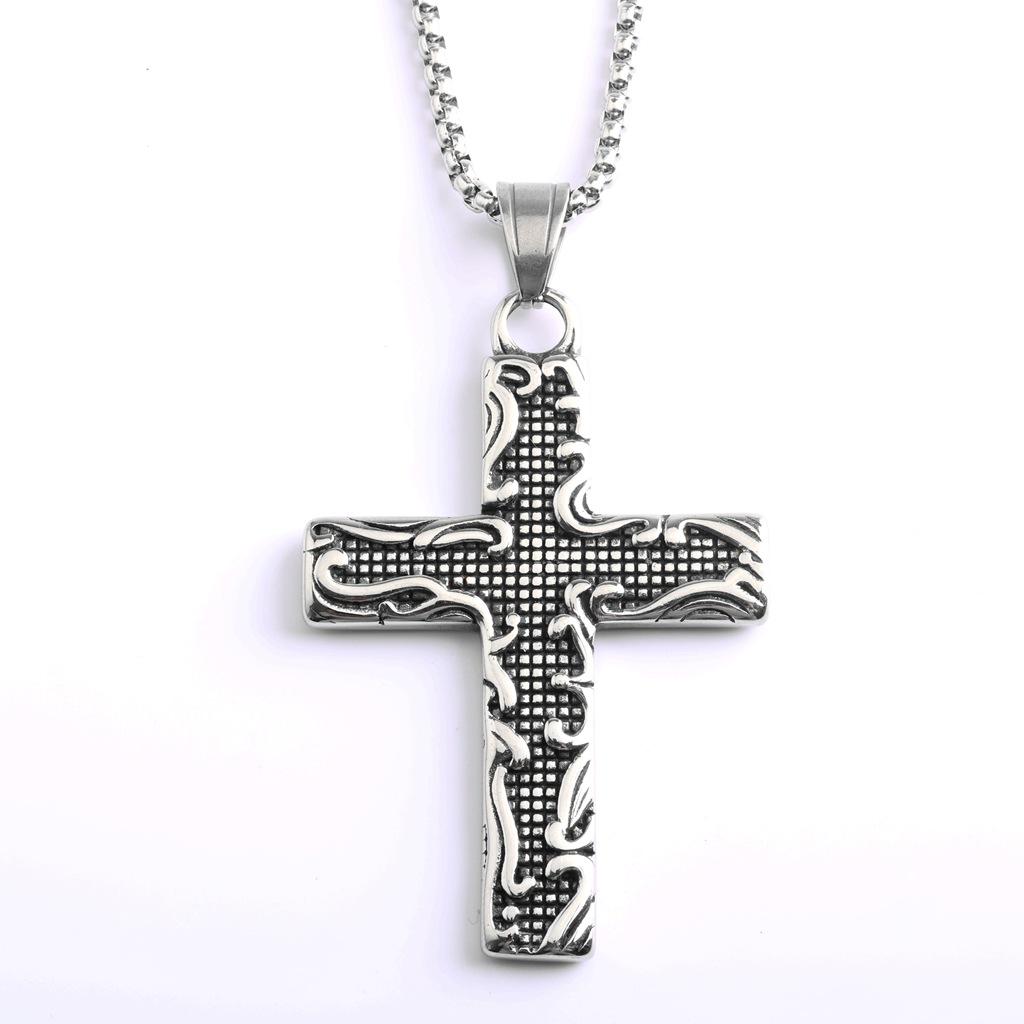 Унисекс Ретро Подвеска-крест из нержавеющей стали на цепочке 20507 Steel Color - Pendant Only