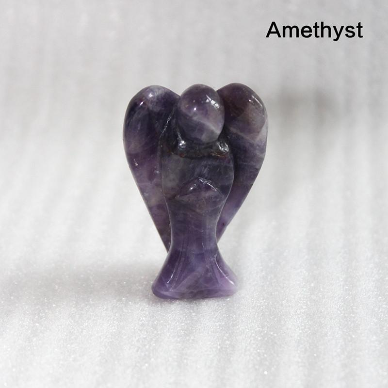 Křišťálová vyřezávaná figurka anděla strážného kapesní kámen léčení řemeslo 15" soška