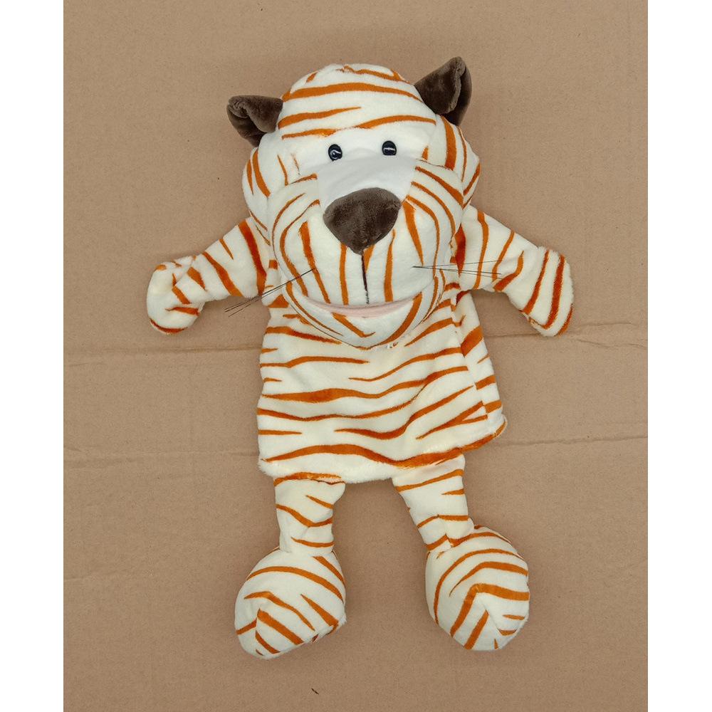 

Cross-border animal hand puppet plush toy parent-child early education storytelling ventriloquism hand puppet children s performance game props 35cm тигровый