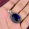 Blue Sapphire Pendant, Handmade Gemstone Pendant, 925 Solid Sterling Silver Pendant Antique Jewelry, For Engagement Gift