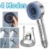 Shower Head 4 Modes Self-cleaning Water Saving Adjustable High Pressure Showerhead Handheld Spray Hangable Bathroom Accessories