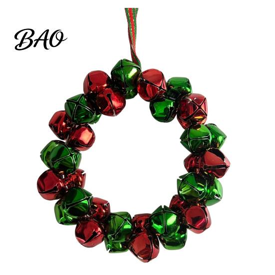 Holiday Decorative Accessories Christmas Tree Bell Pendant with Lanyard, Ring Hanging Decoration for Ornament Home Decor, Metal Multicolored
