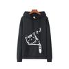 Women's Cat Print Fleece Hoodie - Spring/Autumn Collection