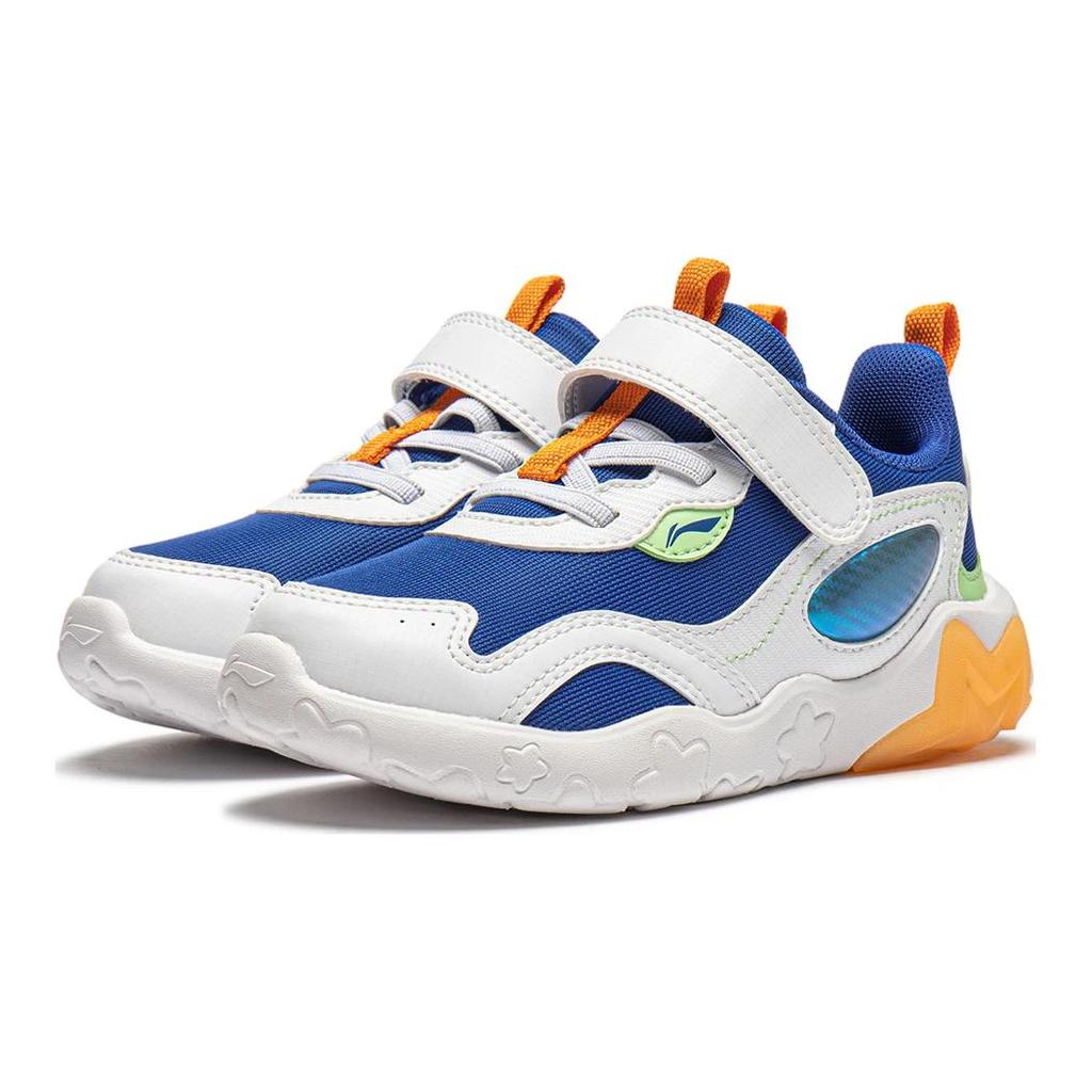 Li Ning Zapatillas Casuales Cómodas Antideslizantes con Absorción de Impactos de Corte Bajo para Niños Zapatillas Casuales para Niños Blanco Azul YKNU020-1