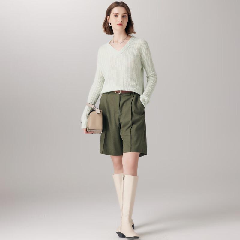 Paluo Women's 100% Cashmere V-Neck Sweater