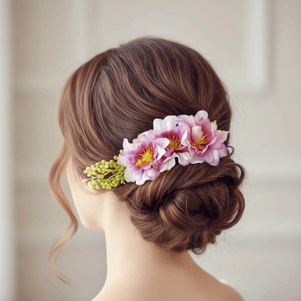 Multicolor Flower Hair Comb Cloth Thai Hair Comb Temperament Hair Accessories  performance clothing