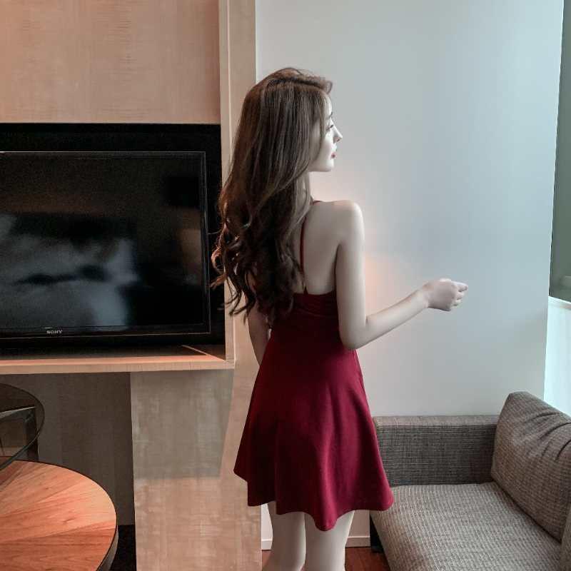 Elegant Low-Cut Strappy Summer Dress - Nightclub Sexy Slimming Plus Size Waist-Cinched Short Skirt for Women