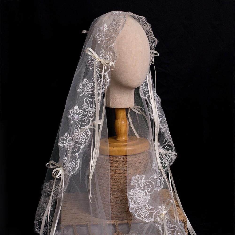 Bowknot Design Lace Veil with Comb Wedding Veil Graceful Bridal Veil for Women Wedding Ceremony