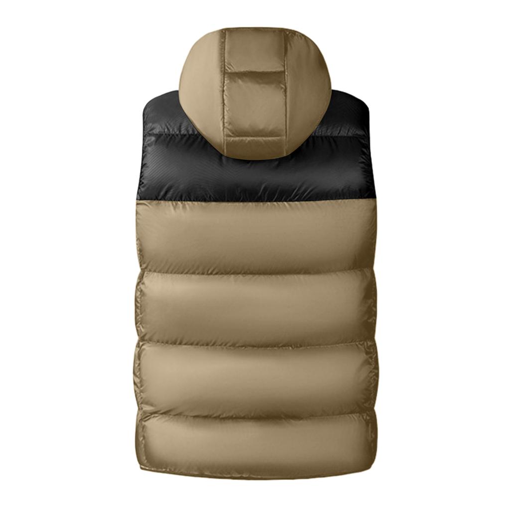 Men's Casual Loose Color-blocked Cotton Warm Jacket, Men's Double-sided Wearable, Detachable Cap Sleeveless Vest Jacket