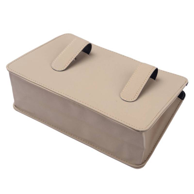 Car Truck Portable Trash Can Garbage Rubbish Bin Hanging Storage Bag Organizer Case Holder Accessories Beige PU Leather