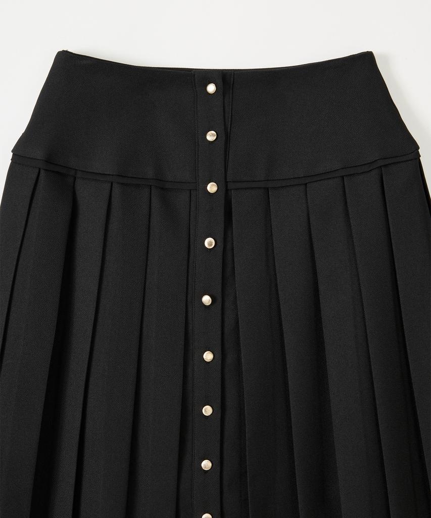 SALON DE YOHN Classic Button Pleated Skirt_ Black