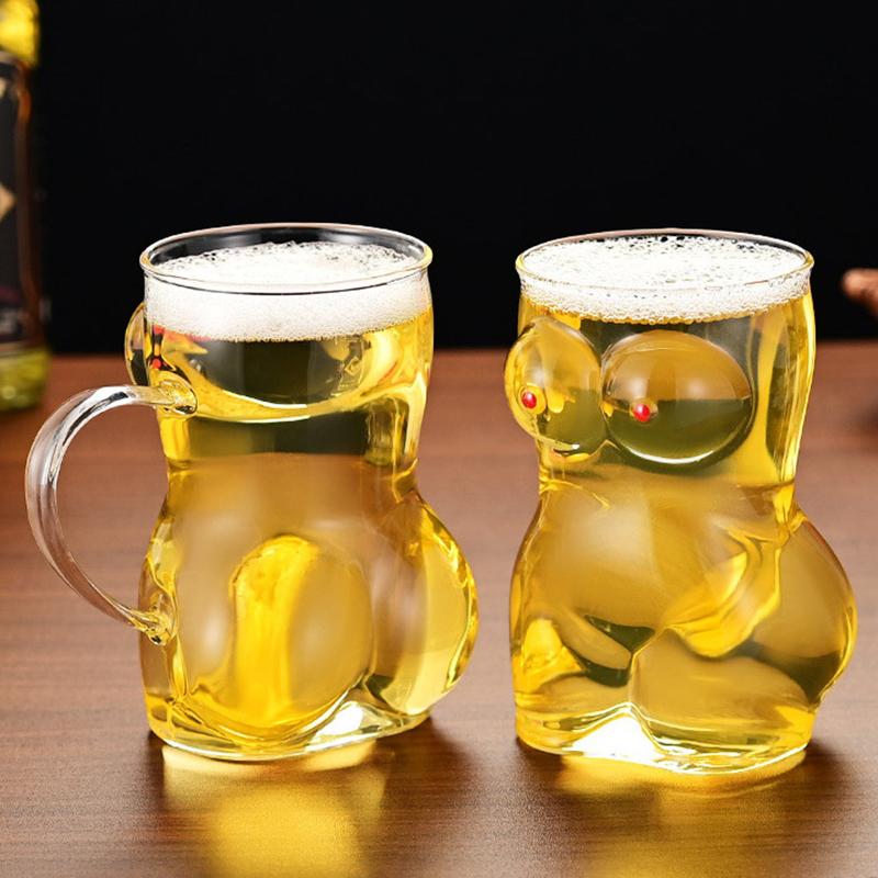 Glass Beer Mug Creative Women Body Shaped Beer Glasses Water Cup Sexy Beer Mug Cocktail Glass Pub Drinking Mugs Beer Cup