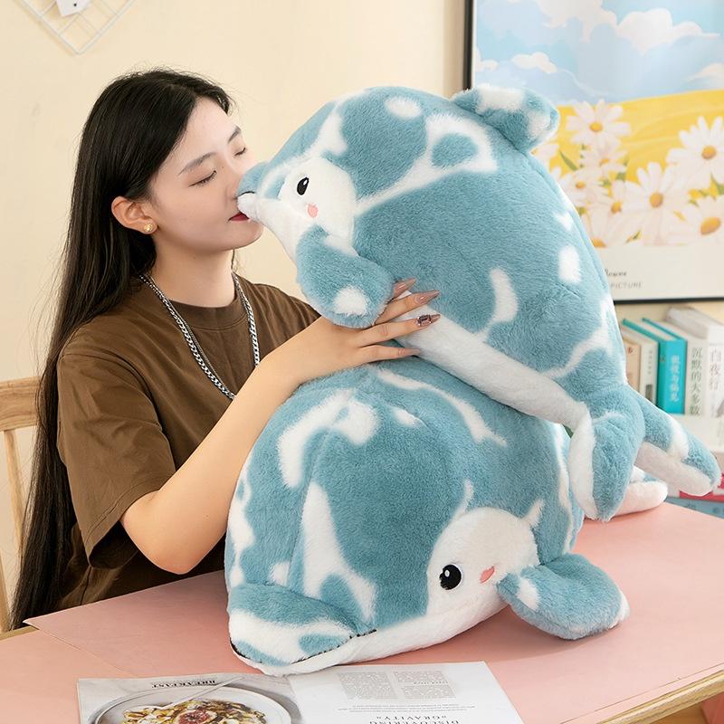 Cute Dolphin Plush Toy For Girls Large Size Stuffed Animal Pillow Wholesale Birthday Gift