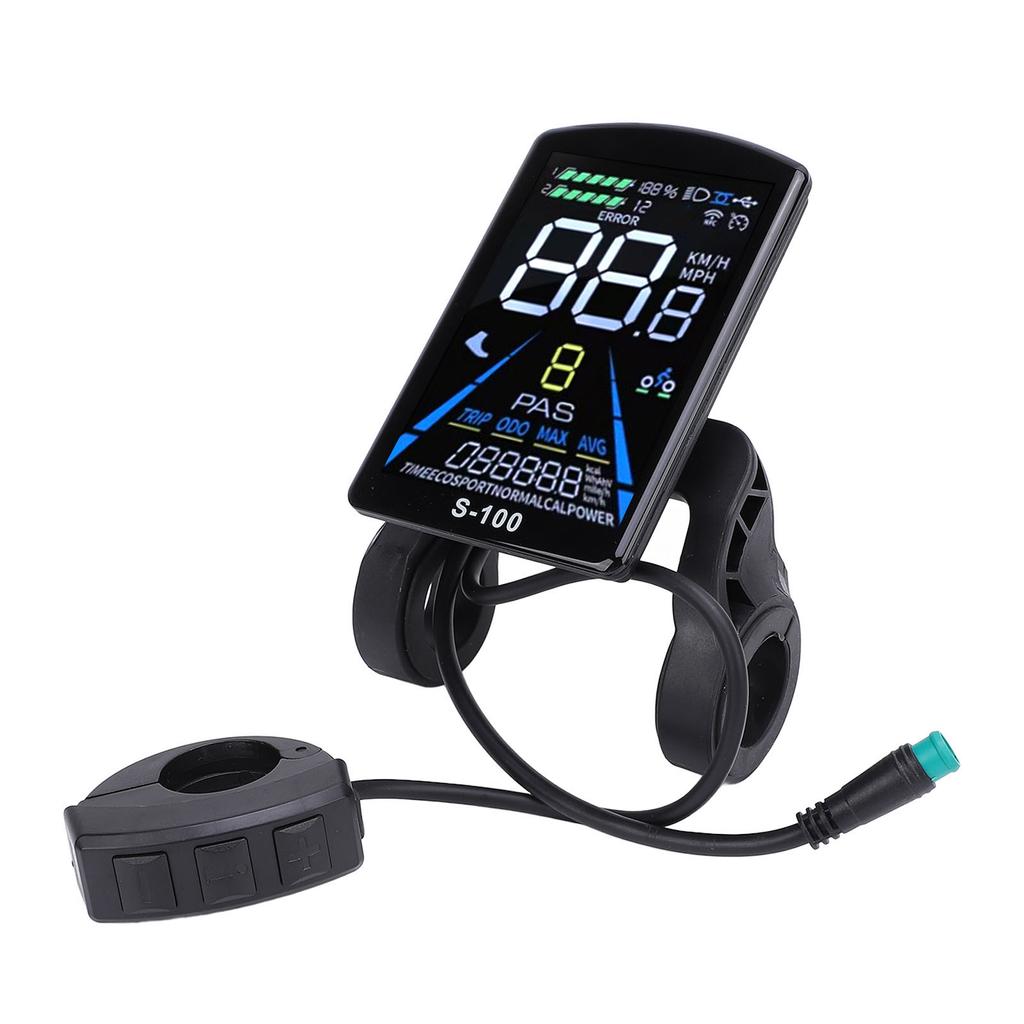 Electric Bike LCD Display 24V 36V 48V 60V 72V Universal 5 Pin Water Resistant Connector S100 Panel