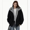 Pánská dámská zimní péřová bunda s kapucí, silná teplá parka s fleecovou podšívkou, oversized, s límcem s kožušinovým lemováním