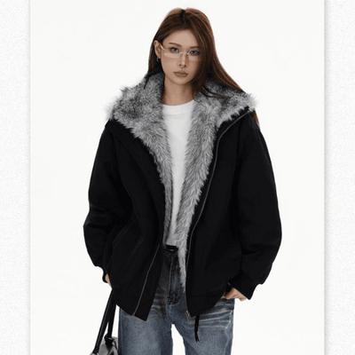 Pánská dámská zimní péřová bunda s kapucí, silná teplá parka s fleecovou podšívkou, oversized, s límcem s kožušinovým lemováním