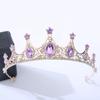 DIEZI Luxury Elegant Purple Rose Red Crystal Crown Hair Accessories Tiara Women Party Rhinestone Bridal Crown New Hair Jewelry