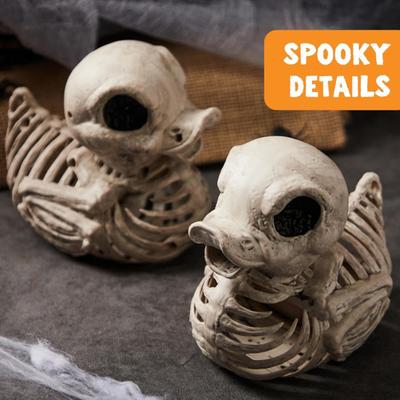 1/2 Stück Halloween Skelett Ente Statue Wasserdicht UV-Beständig Innen Außen Festival Szene Dekoration Gruselige Mini-Figur