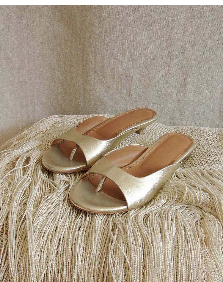 

Новые летние корейские темпераментные сандалии-стилеты с кошачьим каблуком, женские кожаные с круглым носком и открытым носком на низком каблуке, женские сандалии для улицы 40 золотой