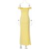 Women's Line Neck Top Breast Long Skirt Slit Temperament Slim Dress