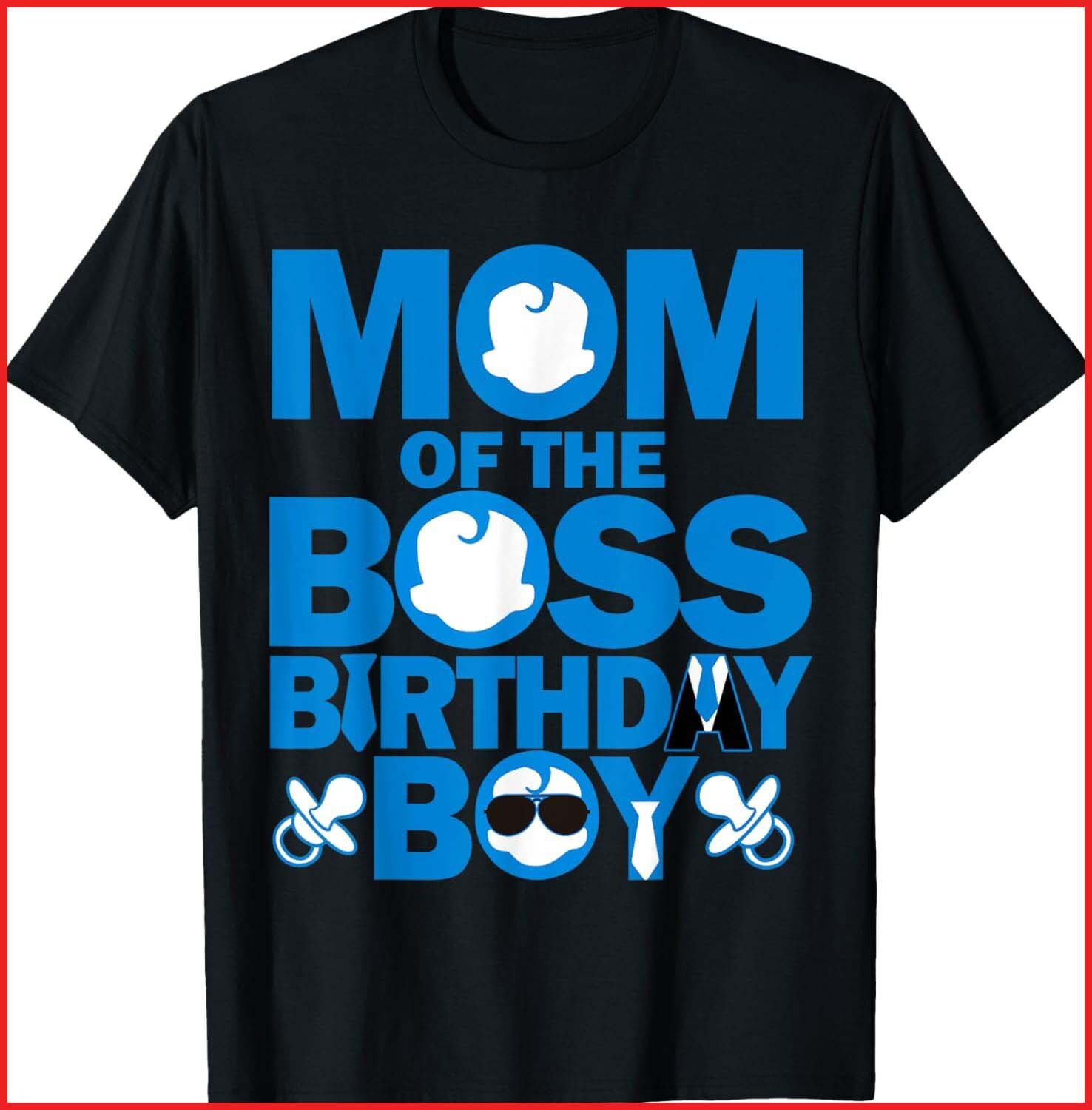 Mom And Dad Boss Birthday Boy Baby Family Party Decor Black Cotton T-Shirt S-5XL M