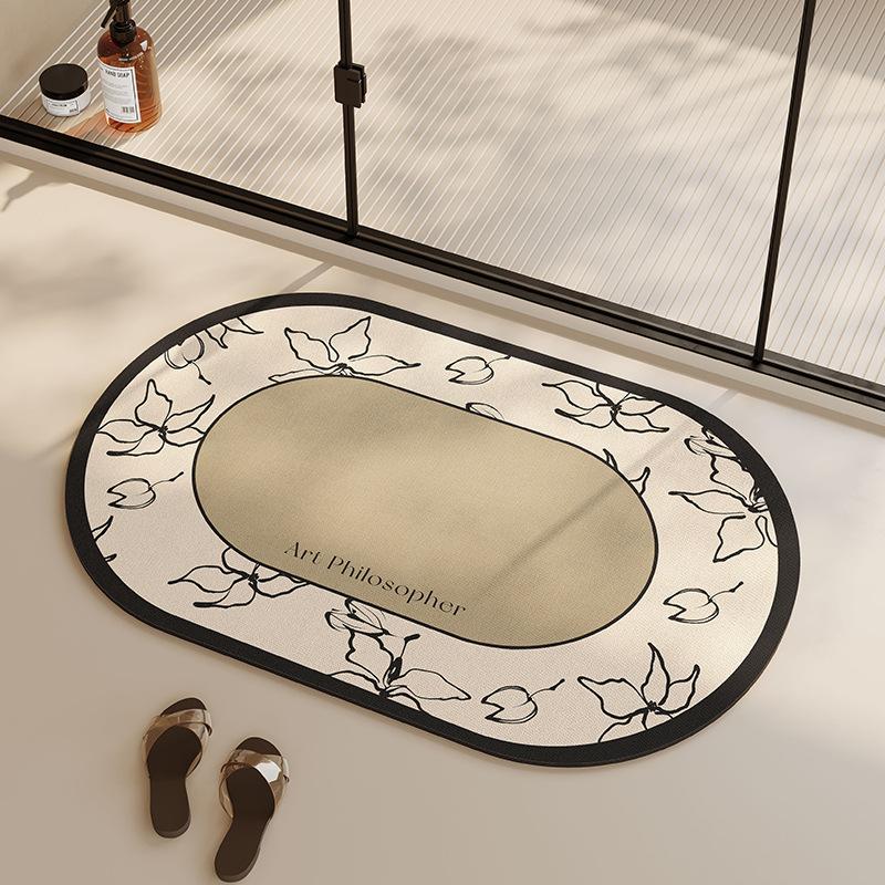 Tulip Bathroom Floor Mat Soft Diatom Mud Water Absorption Quick Dry Household Dry Wet Separation Toilet Bathroom Bath Foot Mat
