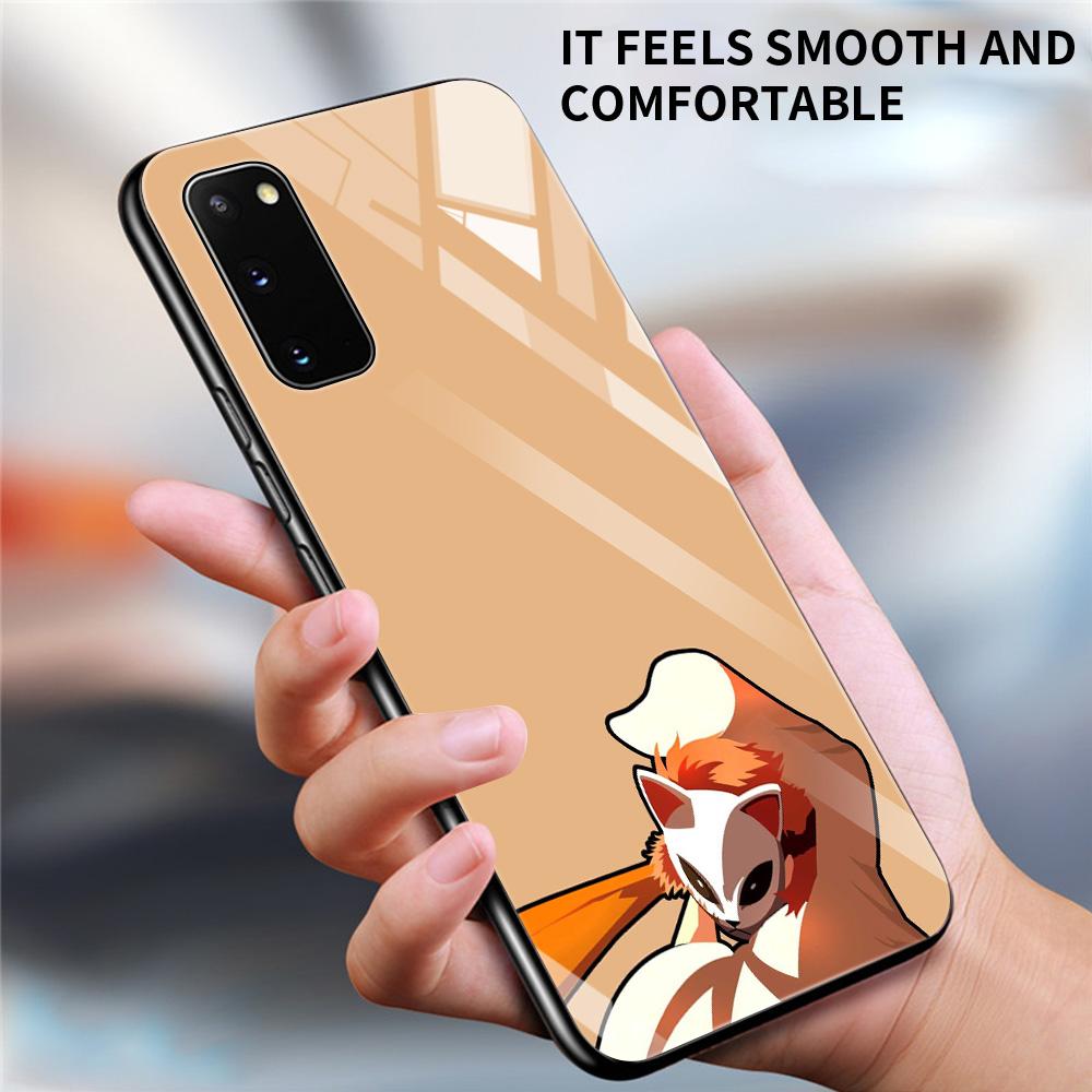Szklane etui do Samsung Galaxy S21 S20 Ultra S10 Plus Lite S20fe 5g S10e S9 S8 zderzak Shell pokrywa Funda Anime Demon Slayer kolor