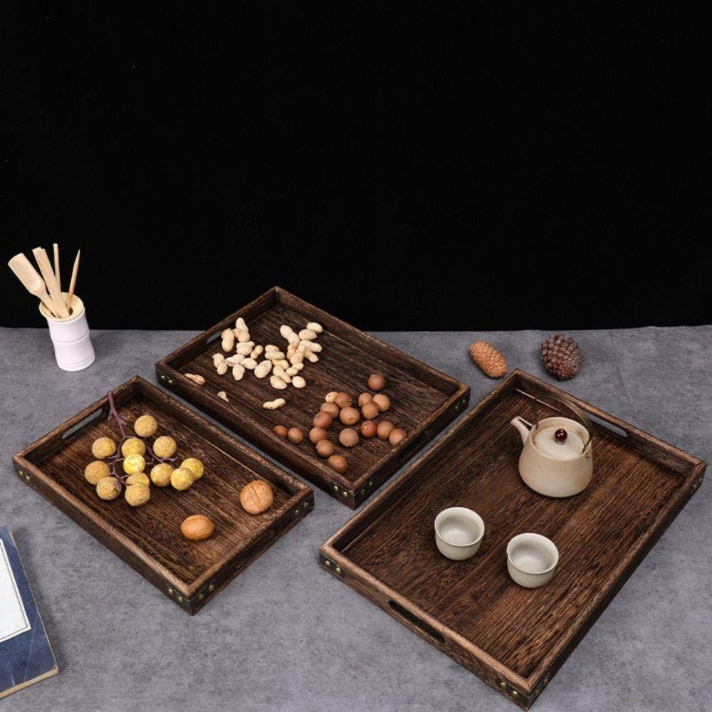 Decorate Tray Rectangular Wooden Tray Wooden Retro Style Wood Storage Tray Tea Tray Tea Fruit