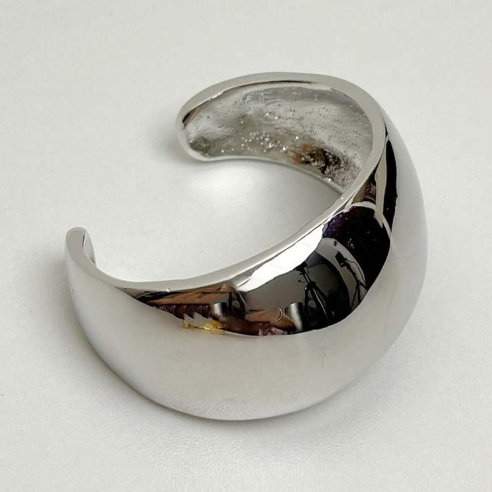 Glossy Surface Curve Wide Open Bangle Exaggerated Women's Wrist Jewelry  Festival Gifts
