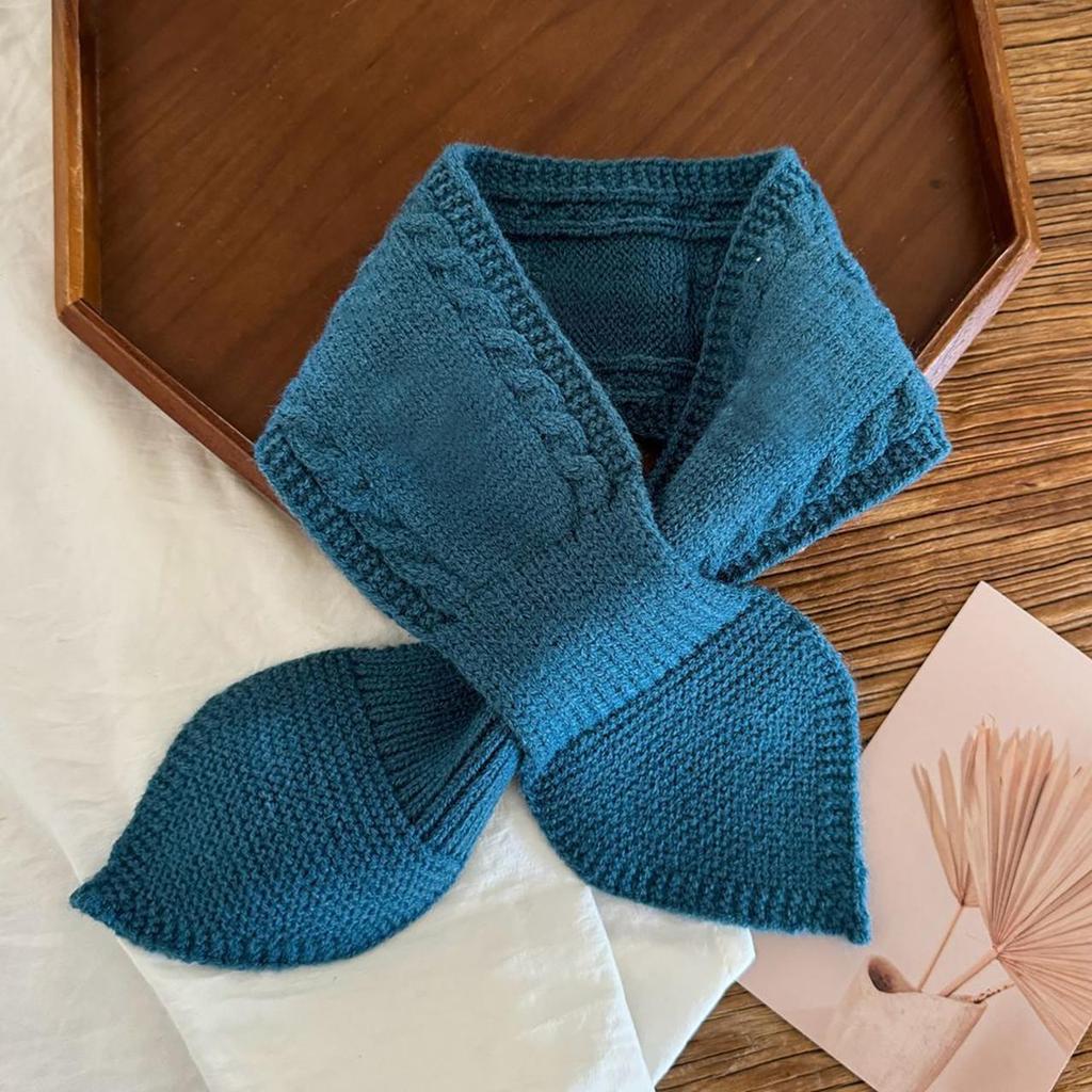 Kids Winter Warm Scarves Children Girl Woolen Knit Short Cross Neck Covers Snood Solid Color Outdoor Windproof Neckerchief