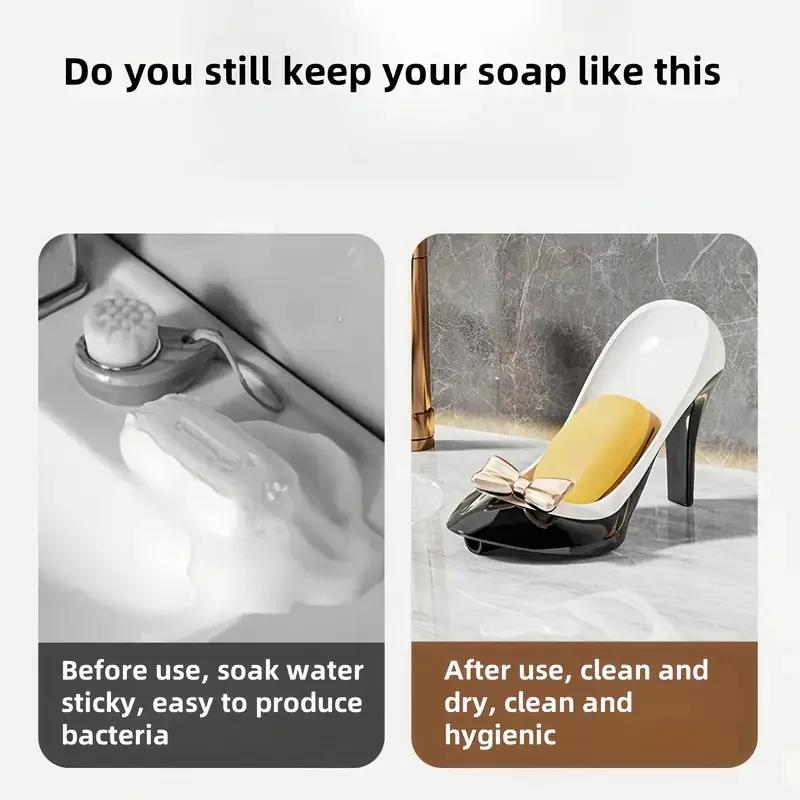 Creative High Heel Shoe Soap Dish – Suction Cup Holder for Bathroom, Sink & Dorm Use