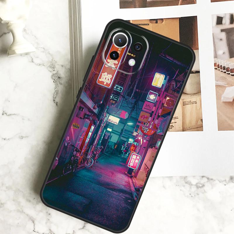 Japanese Night City Aesthetic Case For POCO M6 Pro F3 F5 M5s X3 X5 X6 Pro Xiaomi 14 13 Ultra 11T 12T 13T Pro 12 Lite Cover