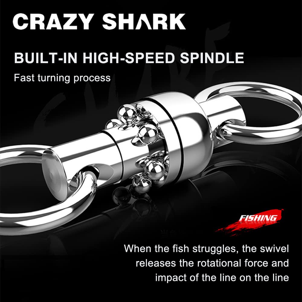 CRAZY SHARK 20pcs Ball Bearing High Strength Stainless Steel Lure Corrosion for Saltwater Stream and Swivels, Swivels, Swivels, Resistant, Fishing,