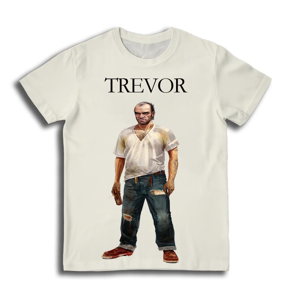 Three Men's Game Printed T-Shirt Fun Outlaw Trevor Philips Unhinged Chaos Graphic T-Shirts Street Hip Hop Trendy Loose Tops