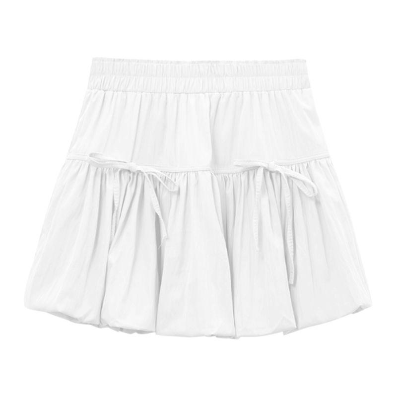 French Sweet Minority Design Sense Bow Flower Bud Skirt Female Autumn 2024 New High Waist Slim A-line Fluffy Casual Skirts