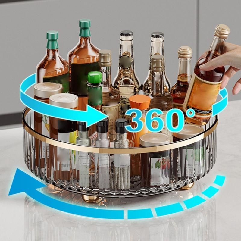 Space Saving Rotatable Shelf for Organizing Cosmetic Storage Box Fruit Spice Container Convenient Tables Shelves Rack
