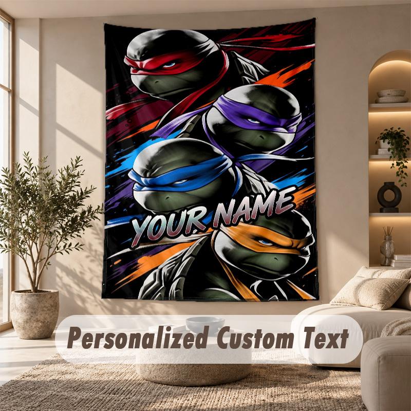 Teenage Mutant Ninja Turtles Tapestry, Personalized Custom Text, Wall Hanging Tapestry For Living Room Home Wall Decor